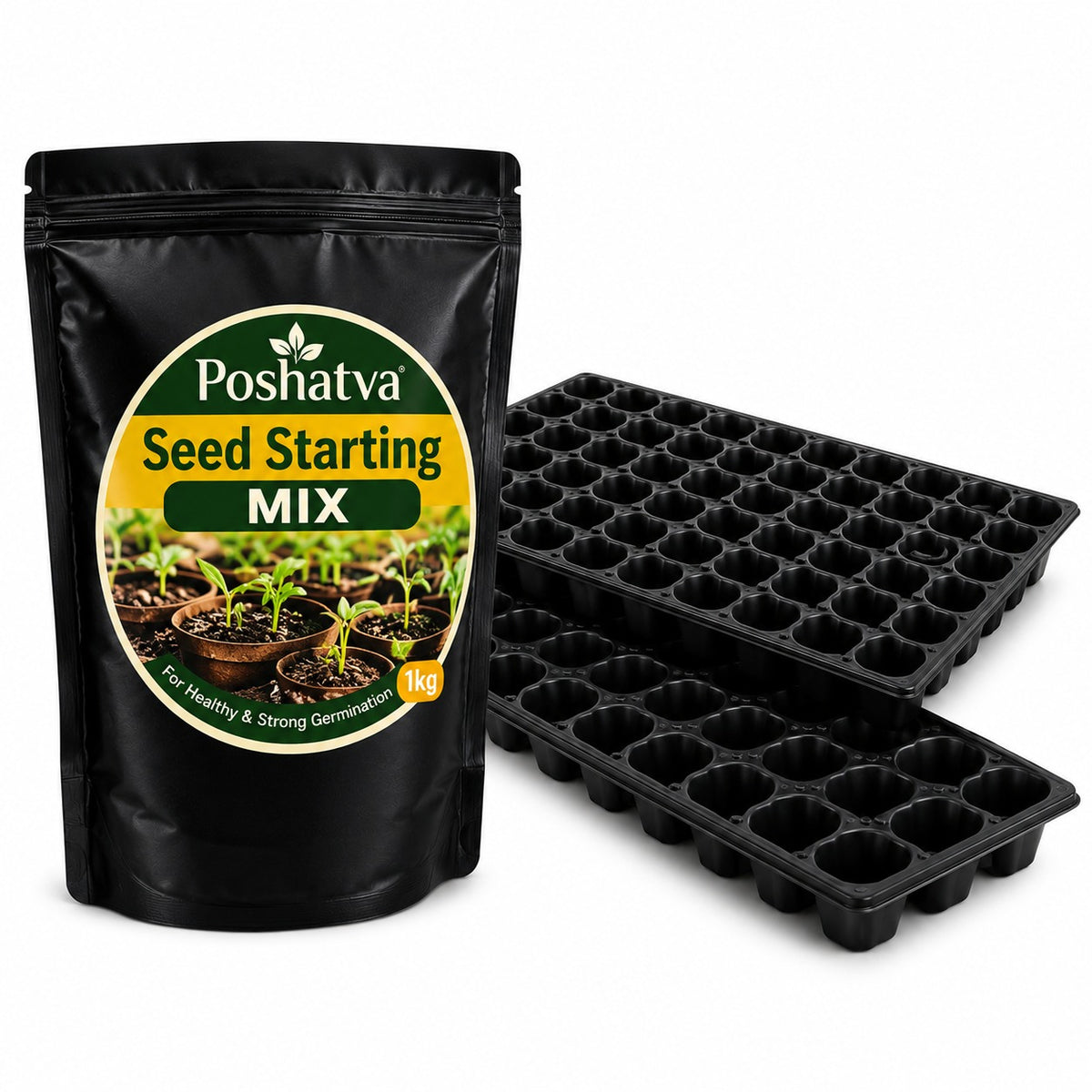 Poshatva Seed Starter Kit with seed starting mix and 104-cell tray