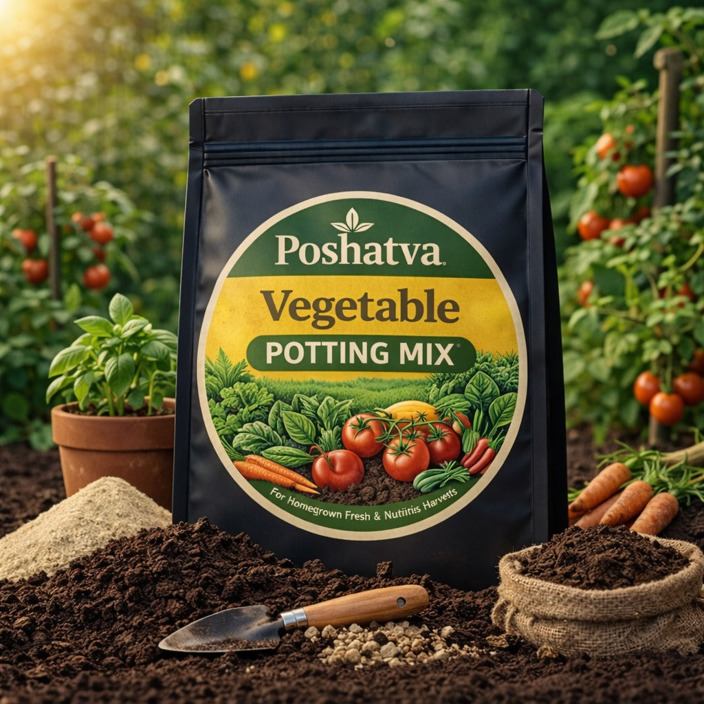 Vegetable Potting Mix in a kitchen garden with tomatoes