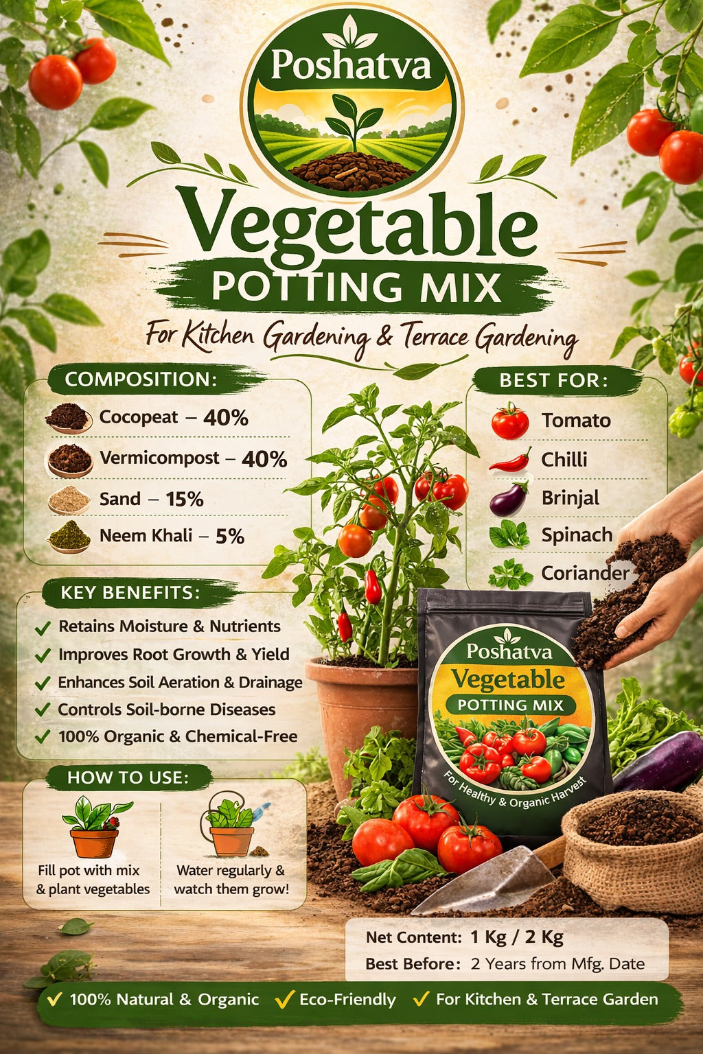Vegetable Potting Mix composition and best-for vegetables