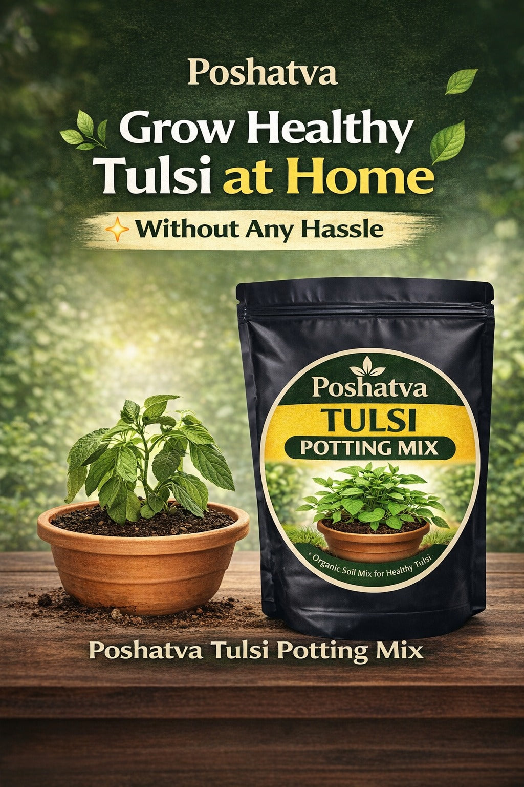 Grow healthy Tulsi at home with Poshatva Tulsi Potting Mix