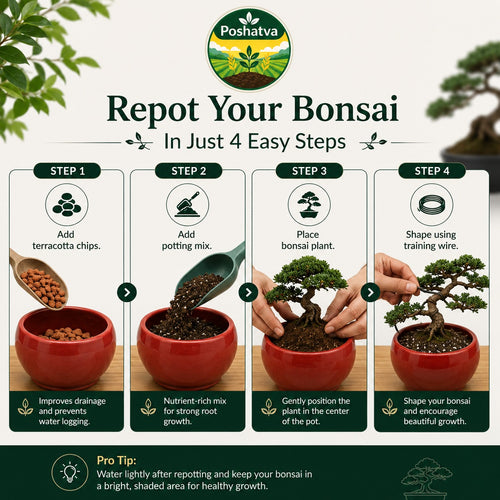 Poshatva Bonsai Starter Kit – 2KG Potting Mix, Ceramic Bonsai Pot, Terracotta Chips & Training Wire