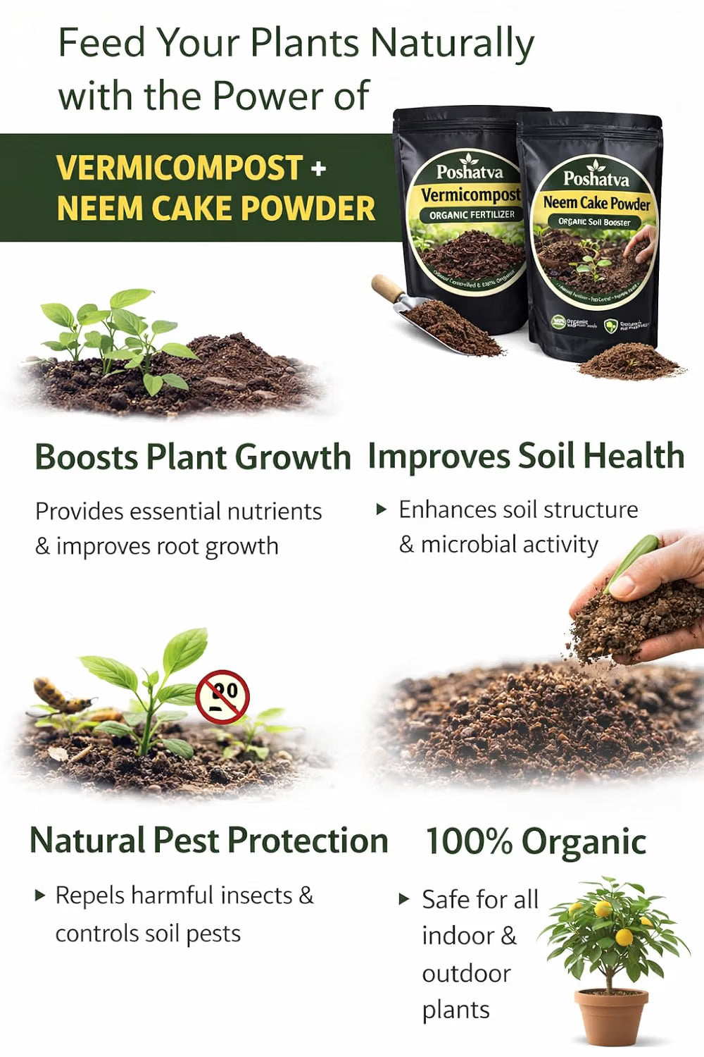 Benefits of the Vermicompost + Neem Cake combo