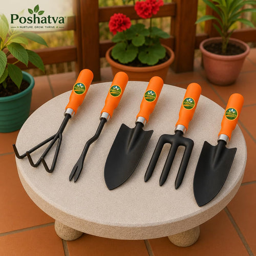 Gardening tool kit on a garden stool