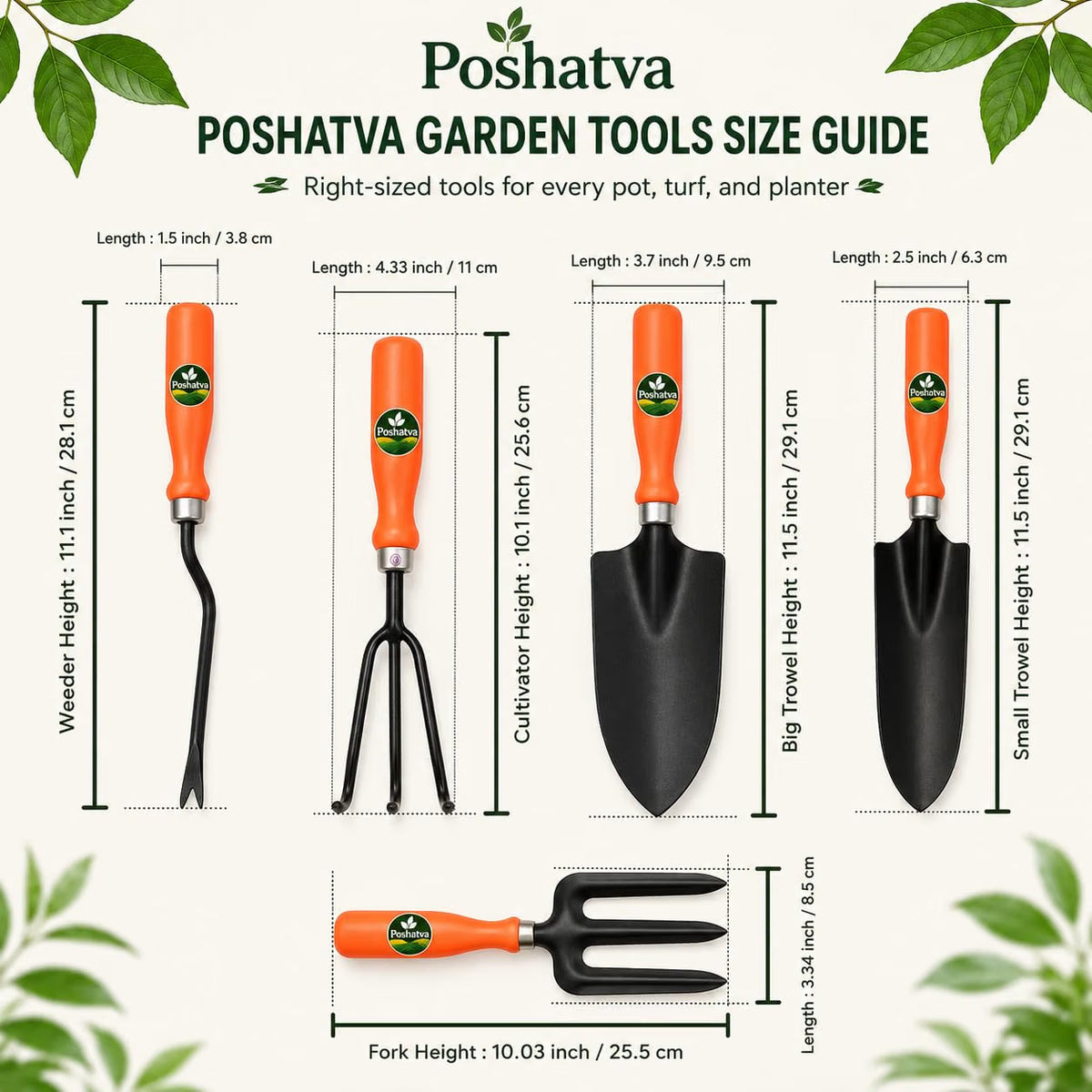 Garden tools size guide