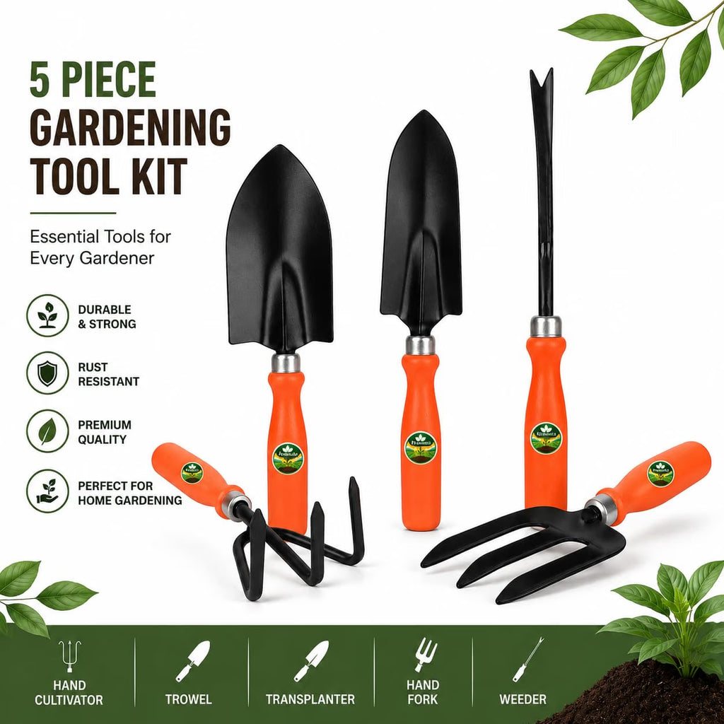 5-piece gardening tool kit contents