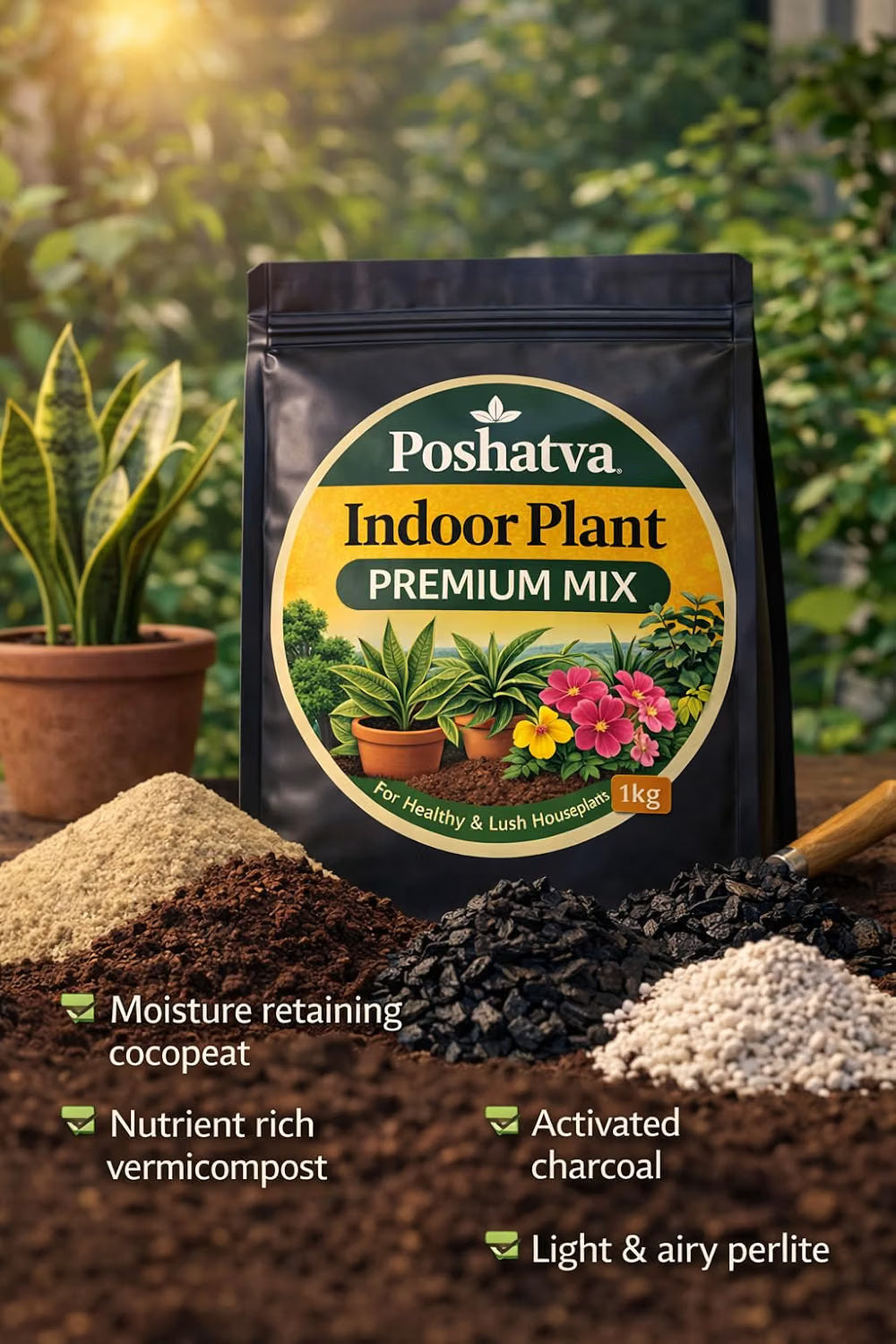 Indoor Plant Premium Mix with its ingredients
