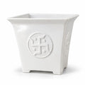 Poshatva white fibre Tulsi planter with Swastik design