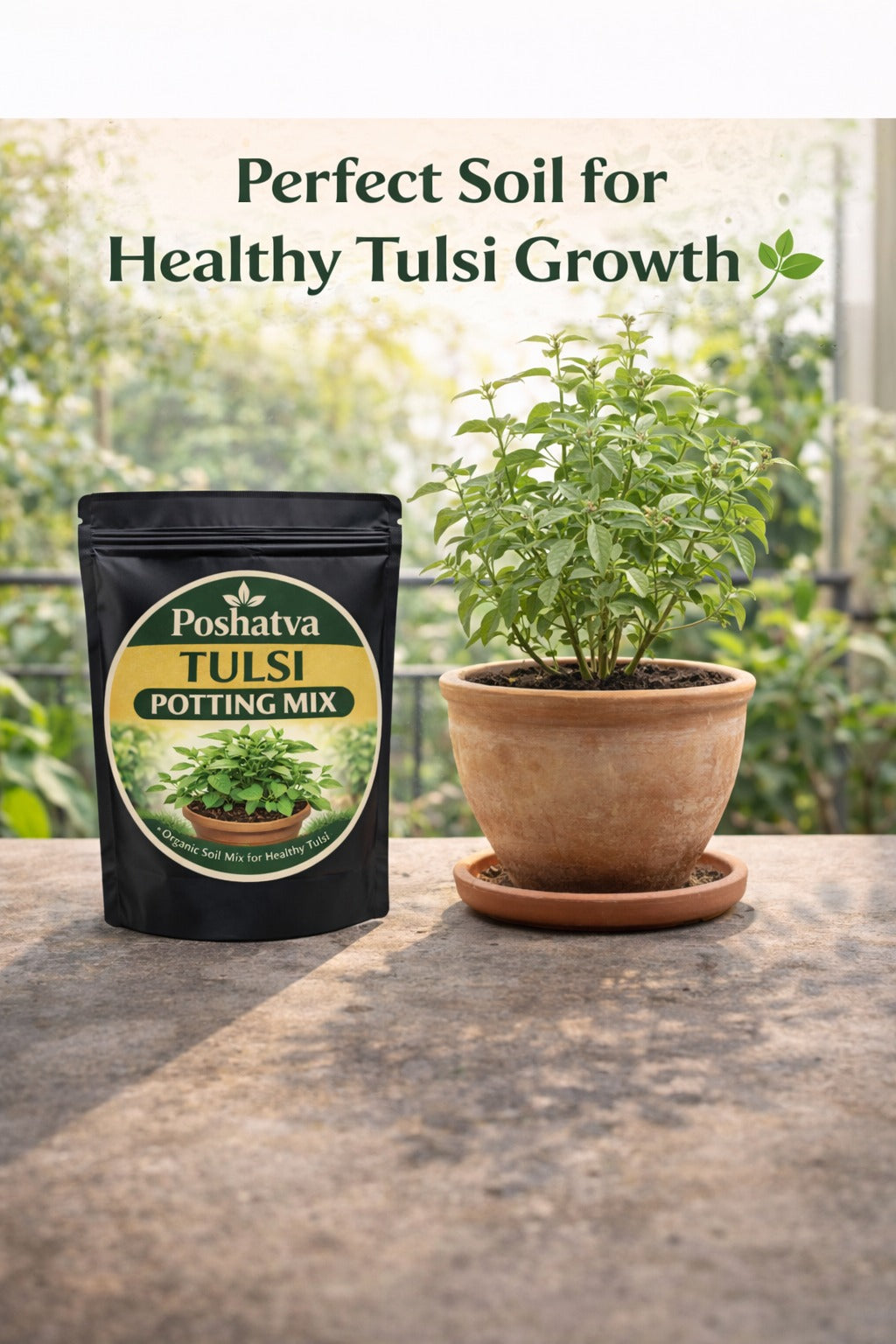 Poshatva Tulsi Potting Mix | Organic Soil Mix for Healthy Tulsi Growth