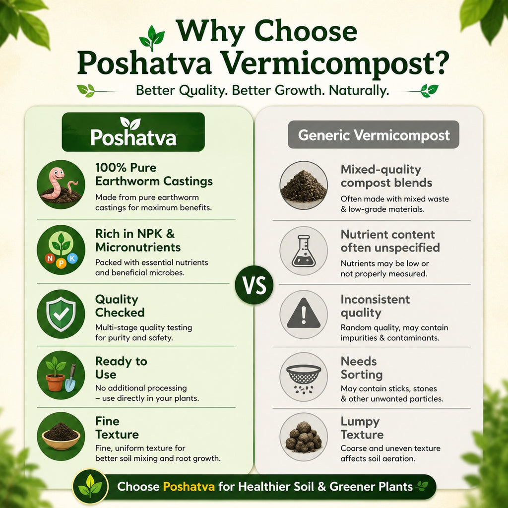 Poshatva Vermicompost | 100% Organic Earthworm Compost | Natural Soil Enricher for Plants & Gardening