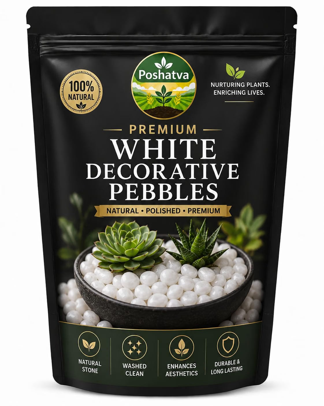 Poshatva Premium White Decorative Pebbles pack