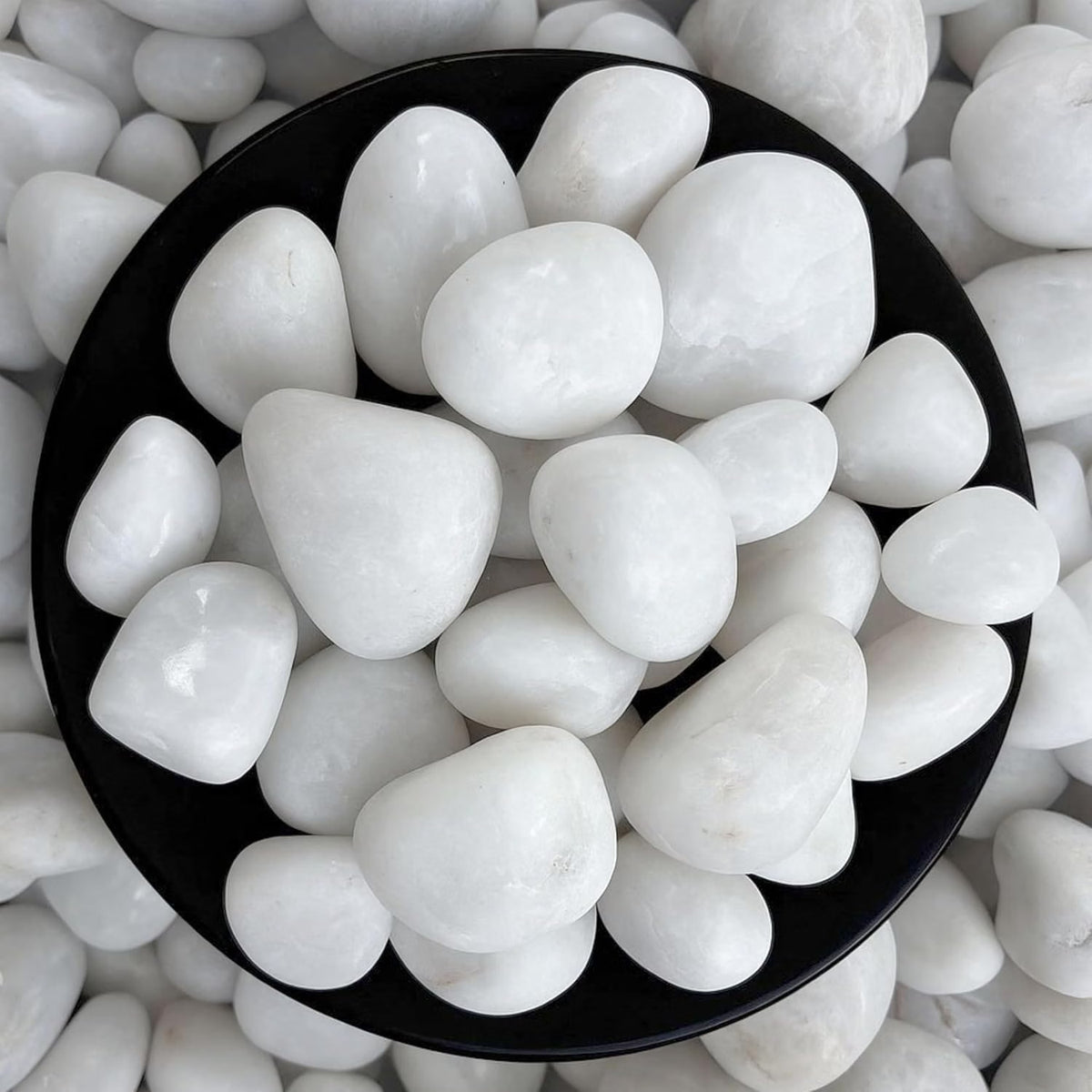 White decorative pebbles close-up